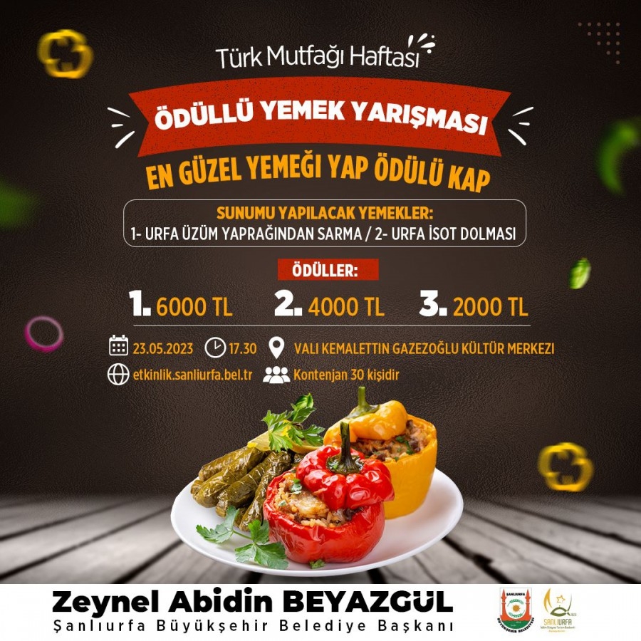 Gastronomi Şehri Şanlıurfa’da Büyükşehirden “Türk Mutfağı Yemek Yarışması”