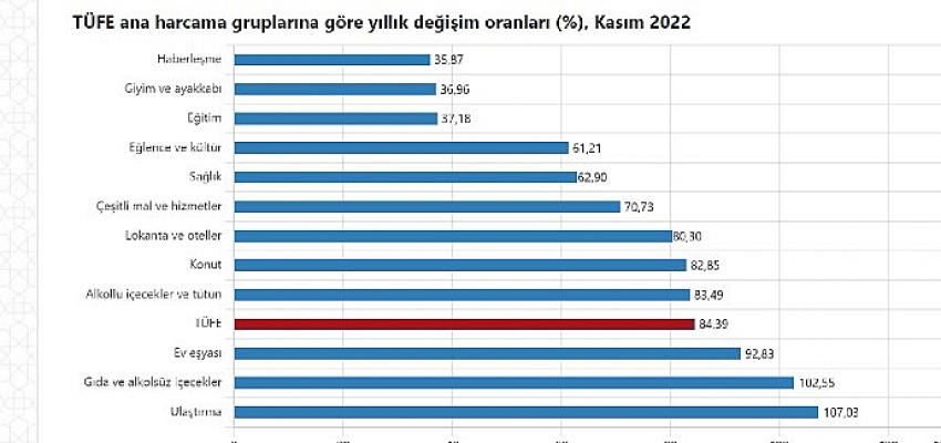 TÜİK: Tüketici fiyat endeksi (TÜFE) yıllık yüzde 84,39, aylık yüzde 2,88 oldu