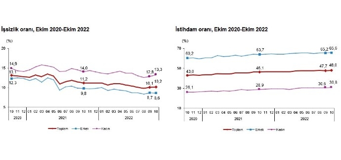 Mevsim etkisinden arındırılmış işsizlik oranı yüzde 10,2 seviyesinde gerçekleşti