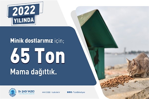 Tuzla Belediyesi, 2022 yılında minik dostlar için 65 ton mama dağıttı