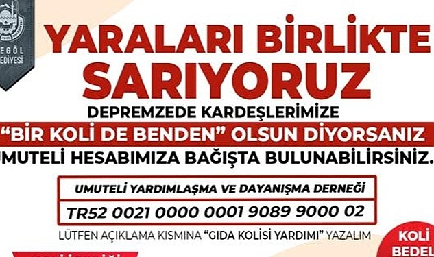 Umuteli'nden Deprem Bölgesi İçin Gıda Kolisi Kampanyası