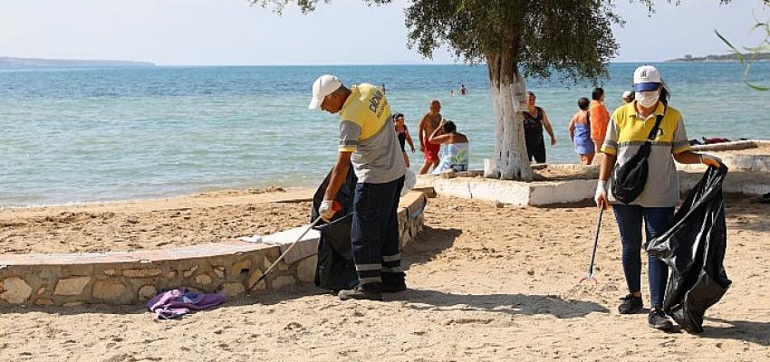 Didim Plajlarında Temizlik Çalışmaları Sürüyor
