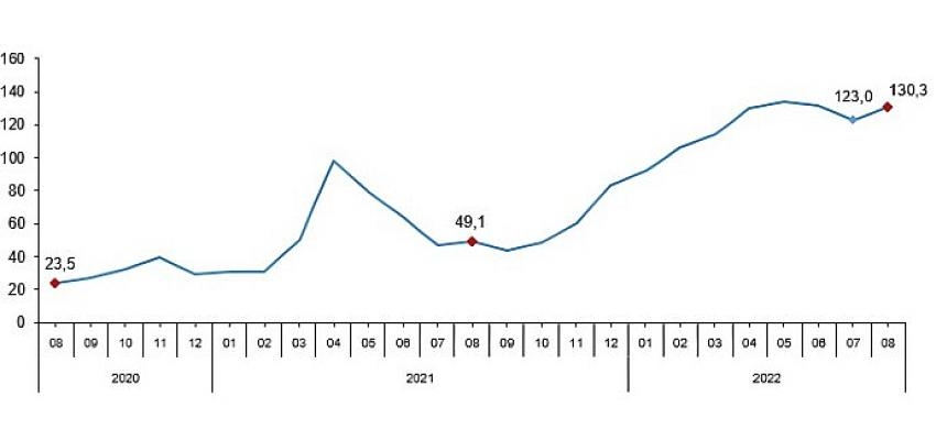 Toplam ciro yıllık yüzde 130,3 arttı