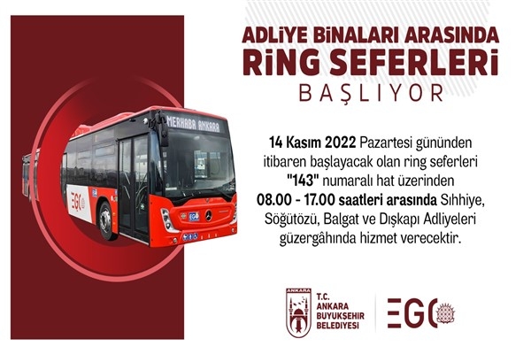 EGO, adliye binalarına kolay ulaşım için ring seferlerini başlatacak