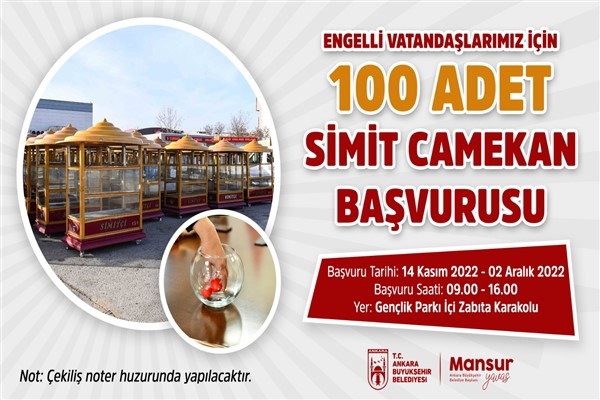 ABB, engelli vatandaşlara kura çekilişiyle 100 simit camekanı dağıtacak